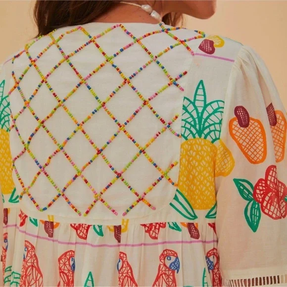 Farm Rio Off-White Tropicolors Yoke Embroidered Midi Dress size Small NWT  fruit is available for purchase on au PAY Market - Imported Goods Online  Store Co.Ltd. | au PAY Market - Online